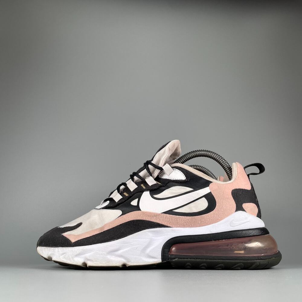 Nike Air Max 270 React Women's 7.5 White Black Pink Low Top Running Sneakers GUC